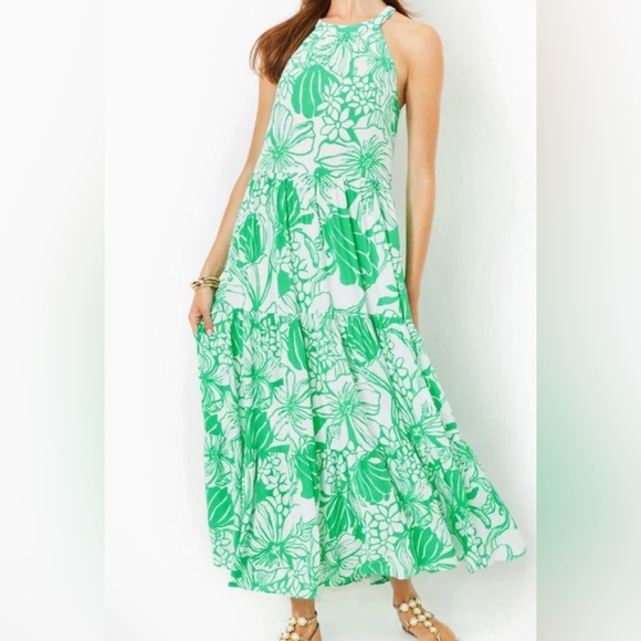 Lilly Pulitzer BeccaLyn maxi dress in spearmint oversized kiss my tulip